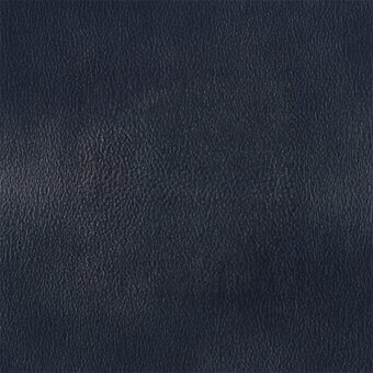 Dark blue leather texture sample with dense granulation, a matte finish, and visible grain; labeled “egoitaliano > leather (c) > bacio > 3515”.